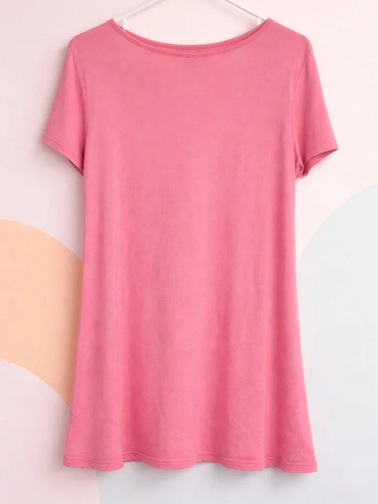 90s Graphic Tee Pink Criss Cross Neck Top Medium Retro Graphic Shirt New - Picture 3 of 3